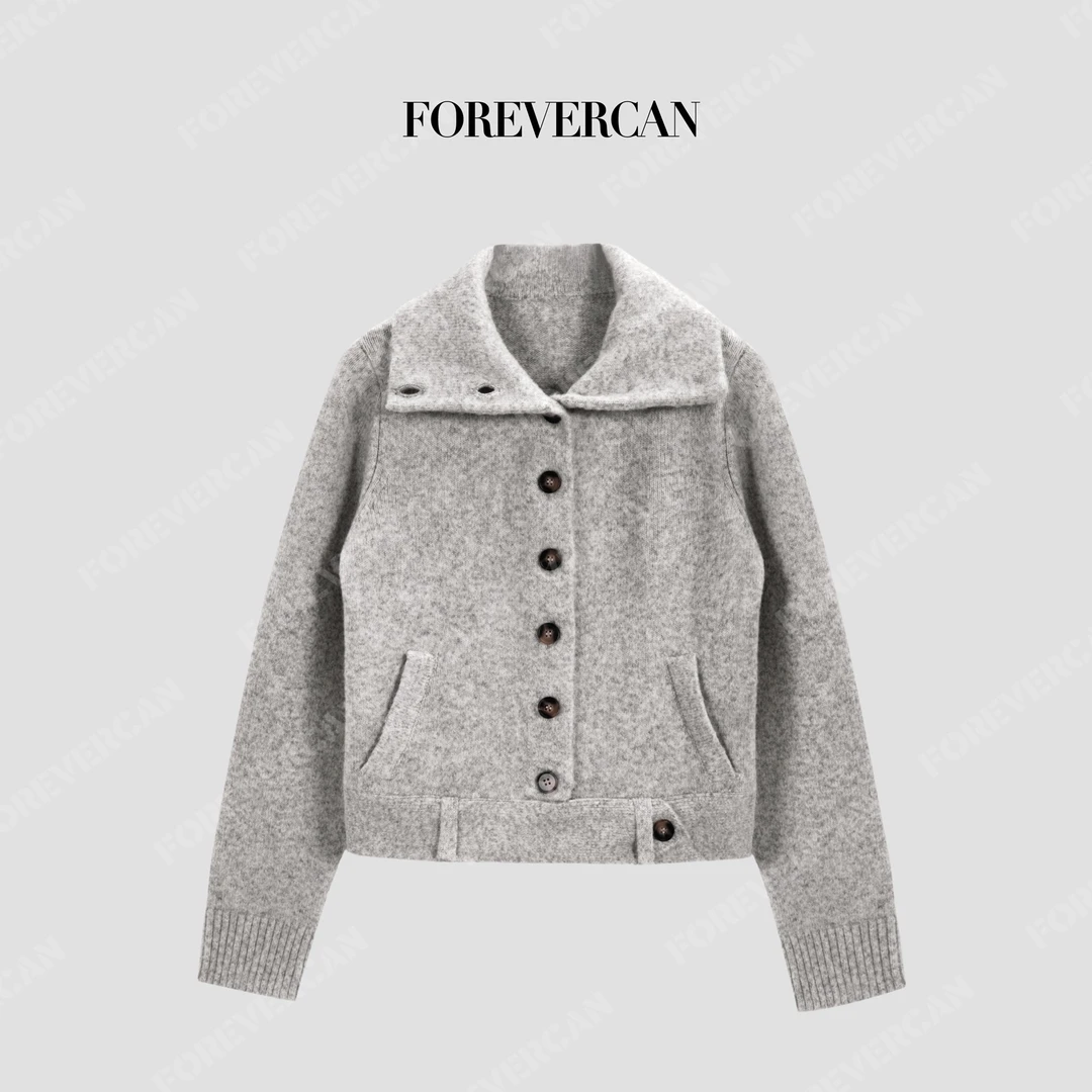 FOREVERCAN“马里博尔”立裁多穿法高领短款针织上衣MY4776