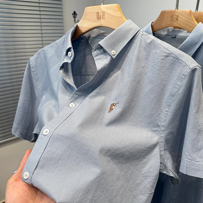 香港Npkp Couture/小马标刺绣保罗衬衫男短袖2025新款夏季商务休