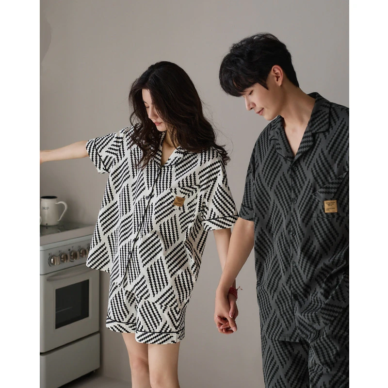 雅鹿情侣睡衣男士夏季短袖短裤2025年新款女士夏天薄款家居服套装