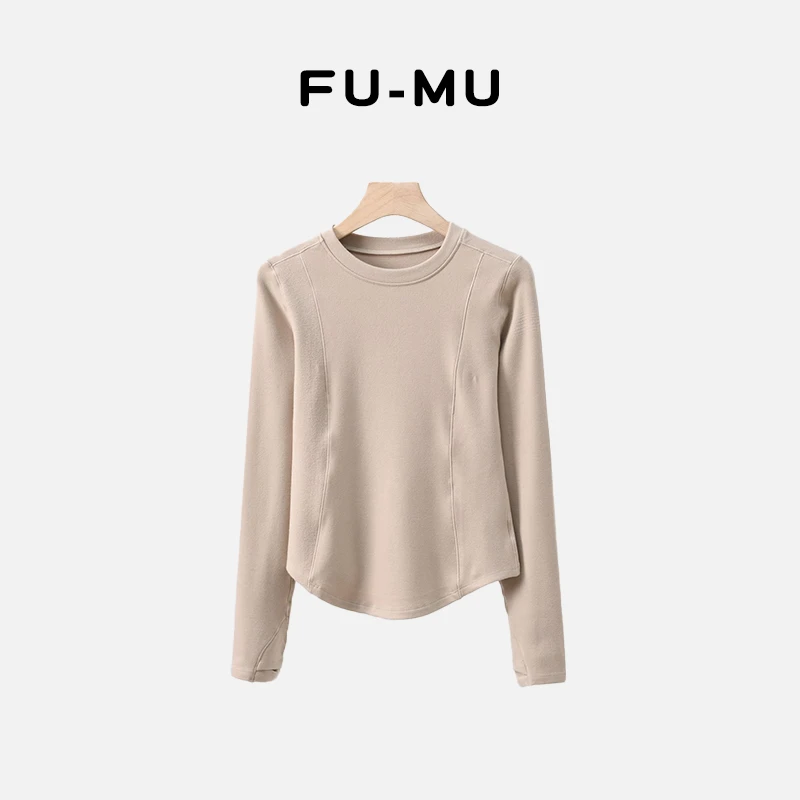 T恤耐磨女圆领长袖显瘦修身打底衫内搭C25C02