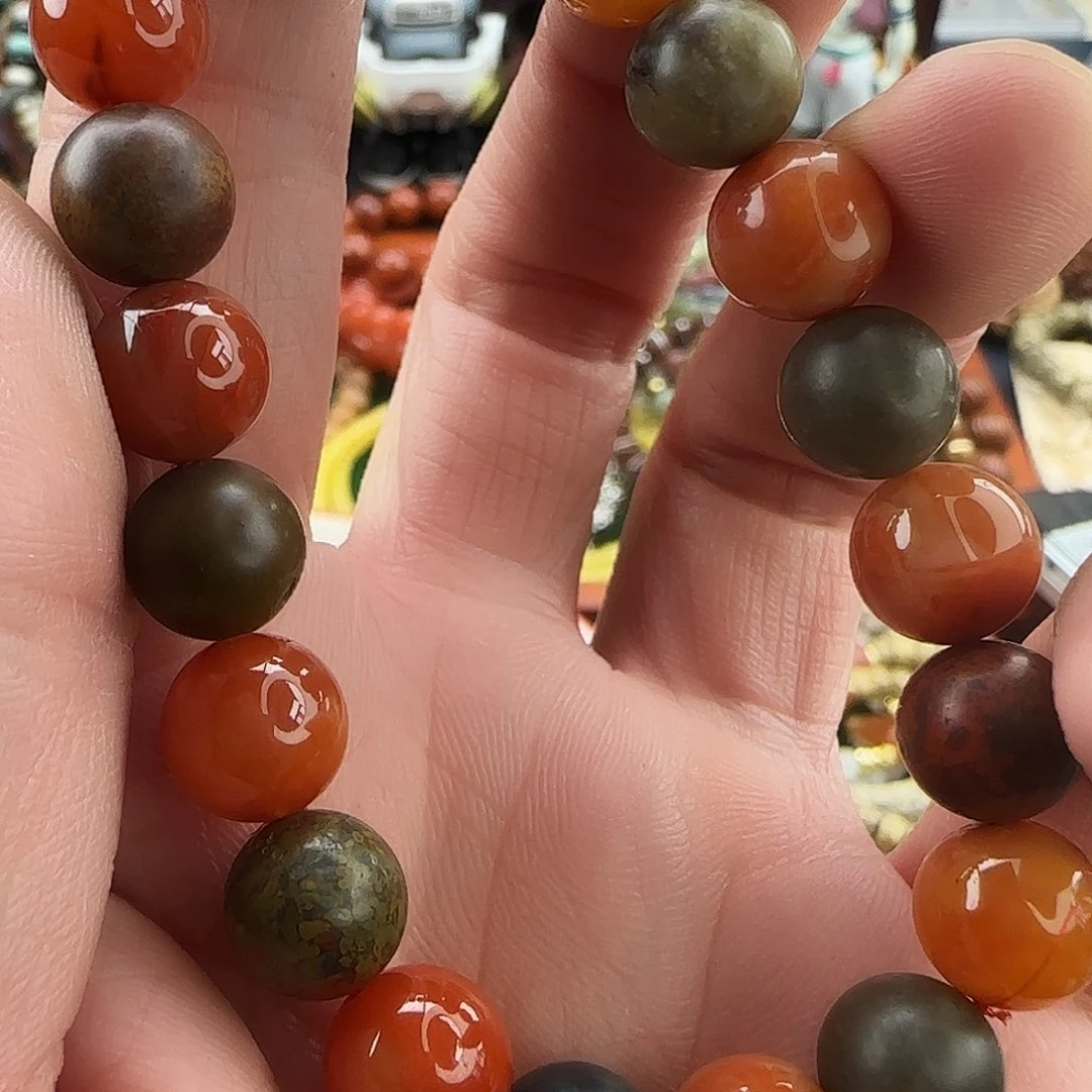 南红玛瑙手链未镶嵌铁皮包浆料