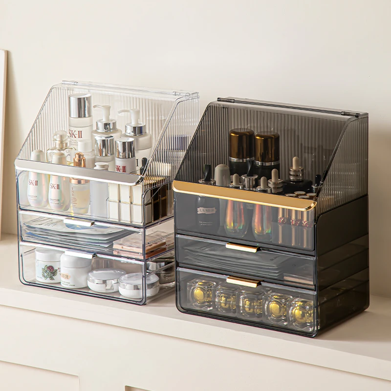 化妆品收纳盒大容量防尘梳妆台护肤品置物架桌面轻奢高级感整理箱