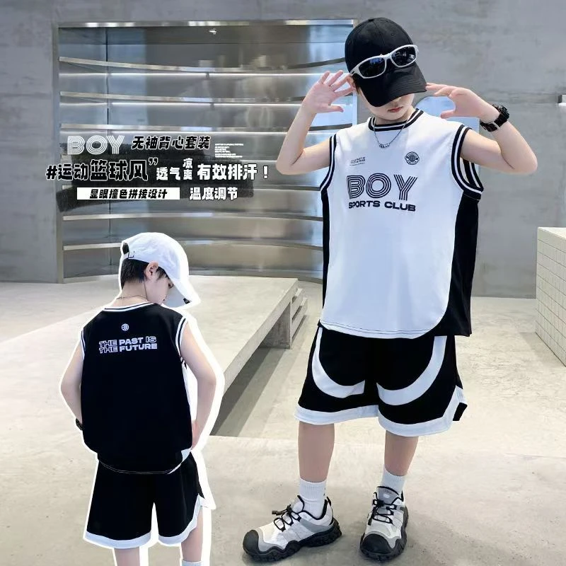 【耀选专属】2025新款儿童套装中大童夏季运动时髦无袖套装9240