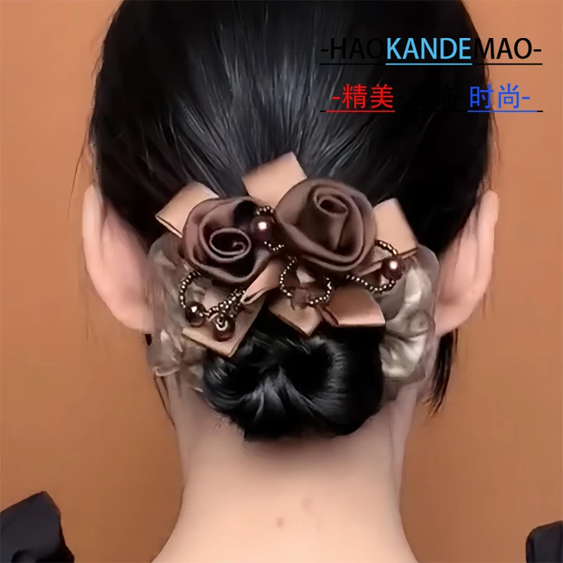 网纱高弹力大肠发妈妈女士扎头发发绳头绳丸子头盘发头花头饰