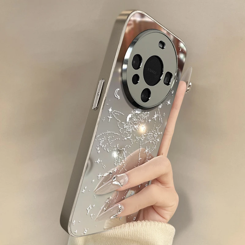 丘比特适用华为mate70pro手机壳电镀镜面实用配件轻奢高级小众ins