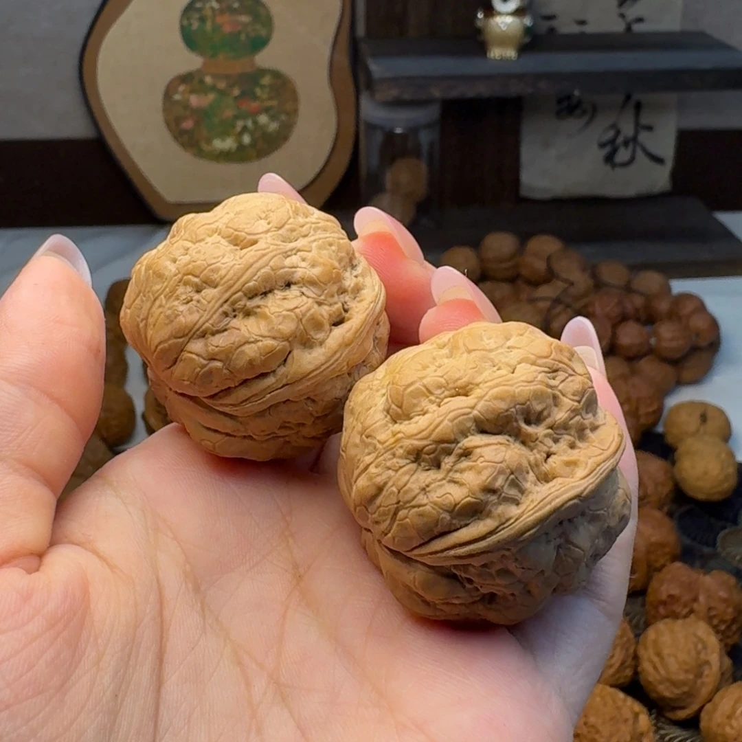 黑***球文玩核桃把件肌肉达摩35.8
