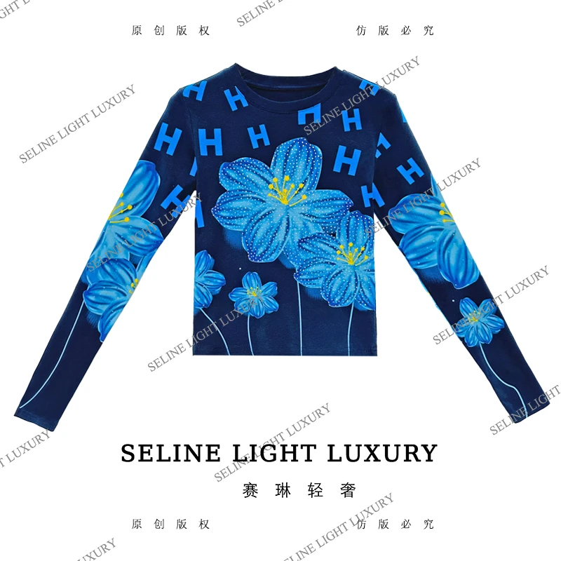 【25Q-671】太 2025 SELINE 新款太阳花H字母印花时尚轻奢气质长袖
