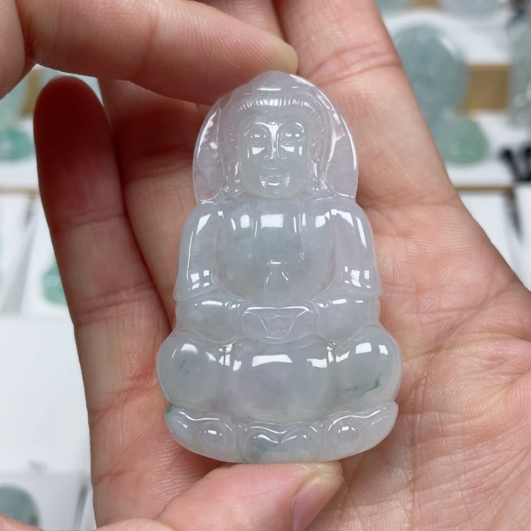 翡翠颈饰未镶嵌天然翡翠A货观音38号