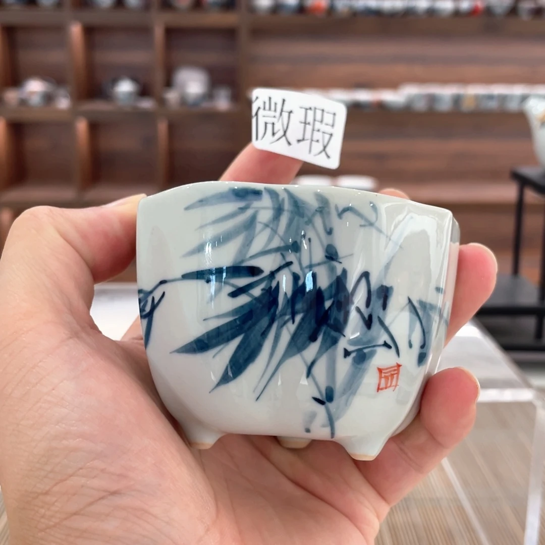 釉下手绘茶具微瑕