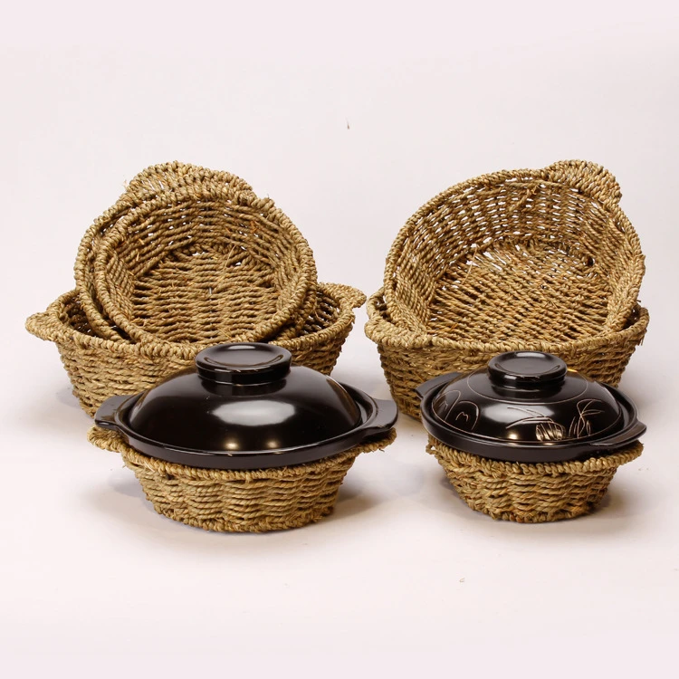 酒店手工编织商用草编砂锅篮子煲仔筐砂锅垫煲仔饭隔热垫防烫篮