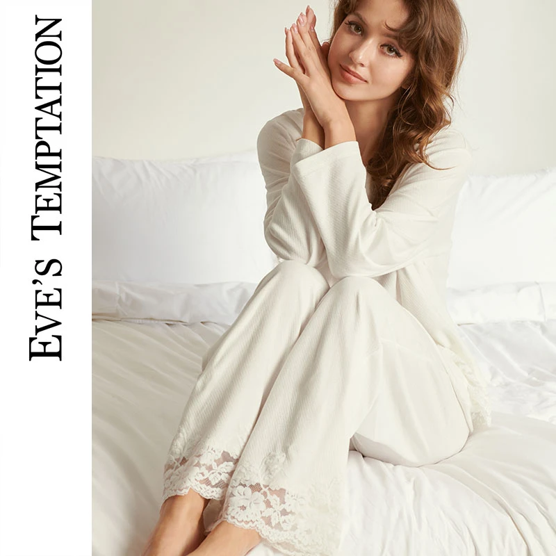 【家居套装】长袖长裤欧式宫廷风简约不挑人柔糯全棉透气舒适诗雅组