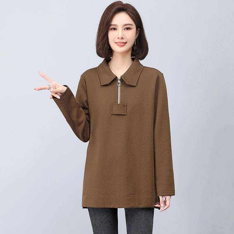 长袖卫衣女士中长款春秋2025新款中年妈妈阔太太洋气高贵减龄上衣