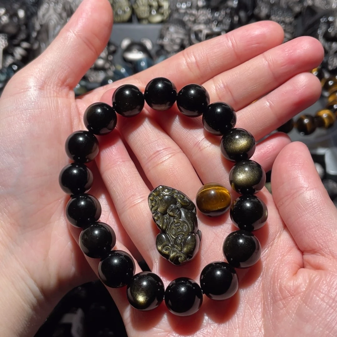 黑曜岩手串未镶嵌u***s