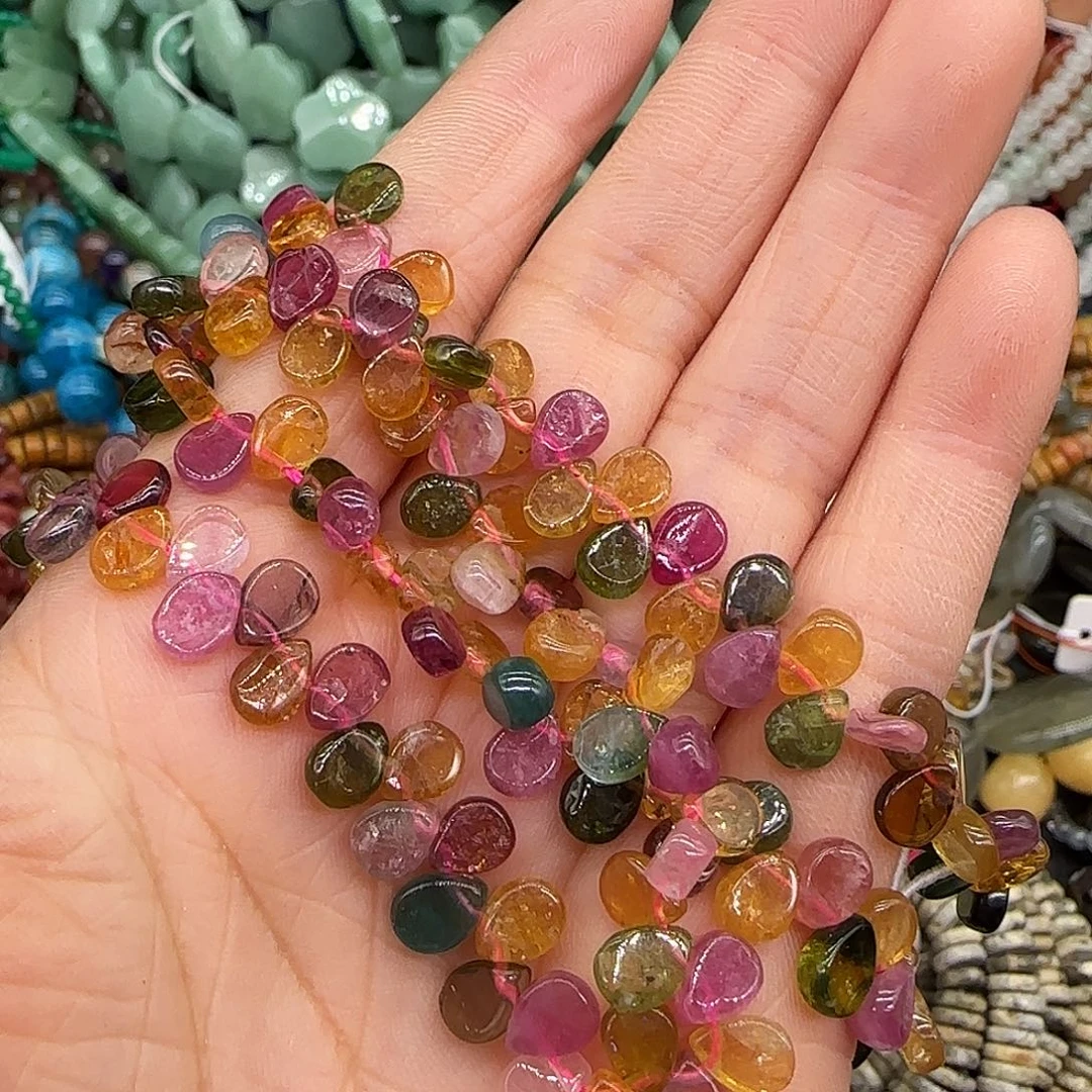 猫***@玛瑙/玉髓合金珠宝半成品碧玺水滴拍三72发一条