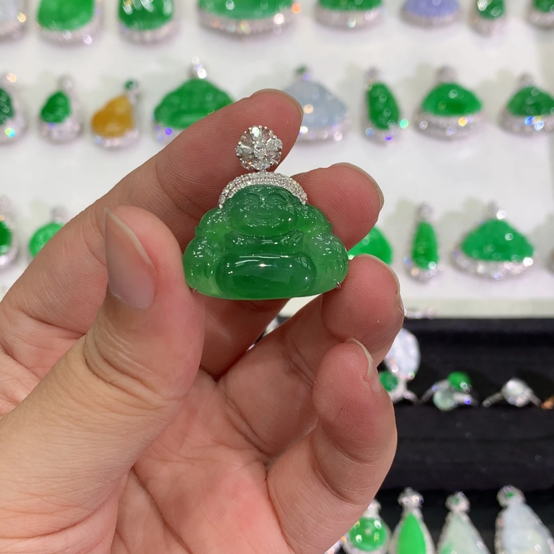 翡翠18K金镶嵌吊坠(不含链)吊坠