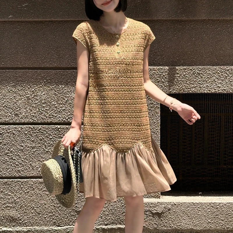 2025小个子夏季时尚气质显瘦无袖连衣裙女潮流气质设计感小众女