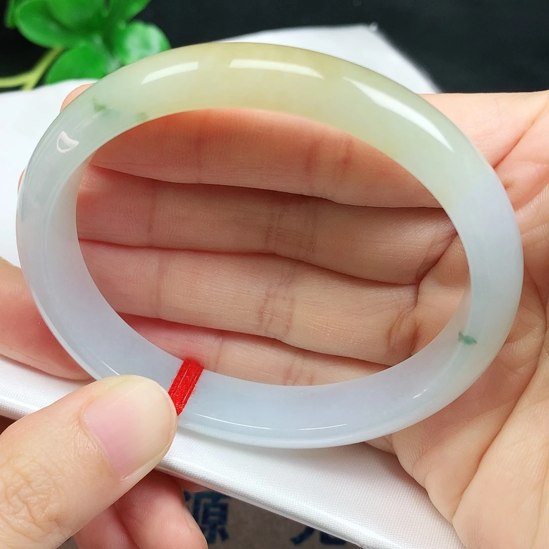 未镶嵌手镯翡翠59.1圈口黄翡飘花贵妃镯01