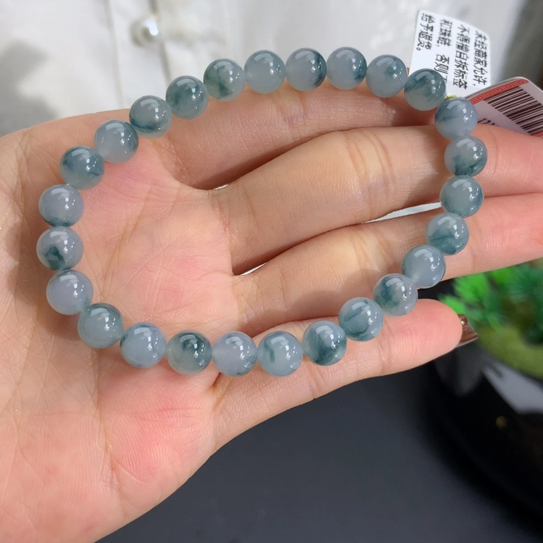 未镶嵌手串翡翠卡7胶润蓝飘花手串