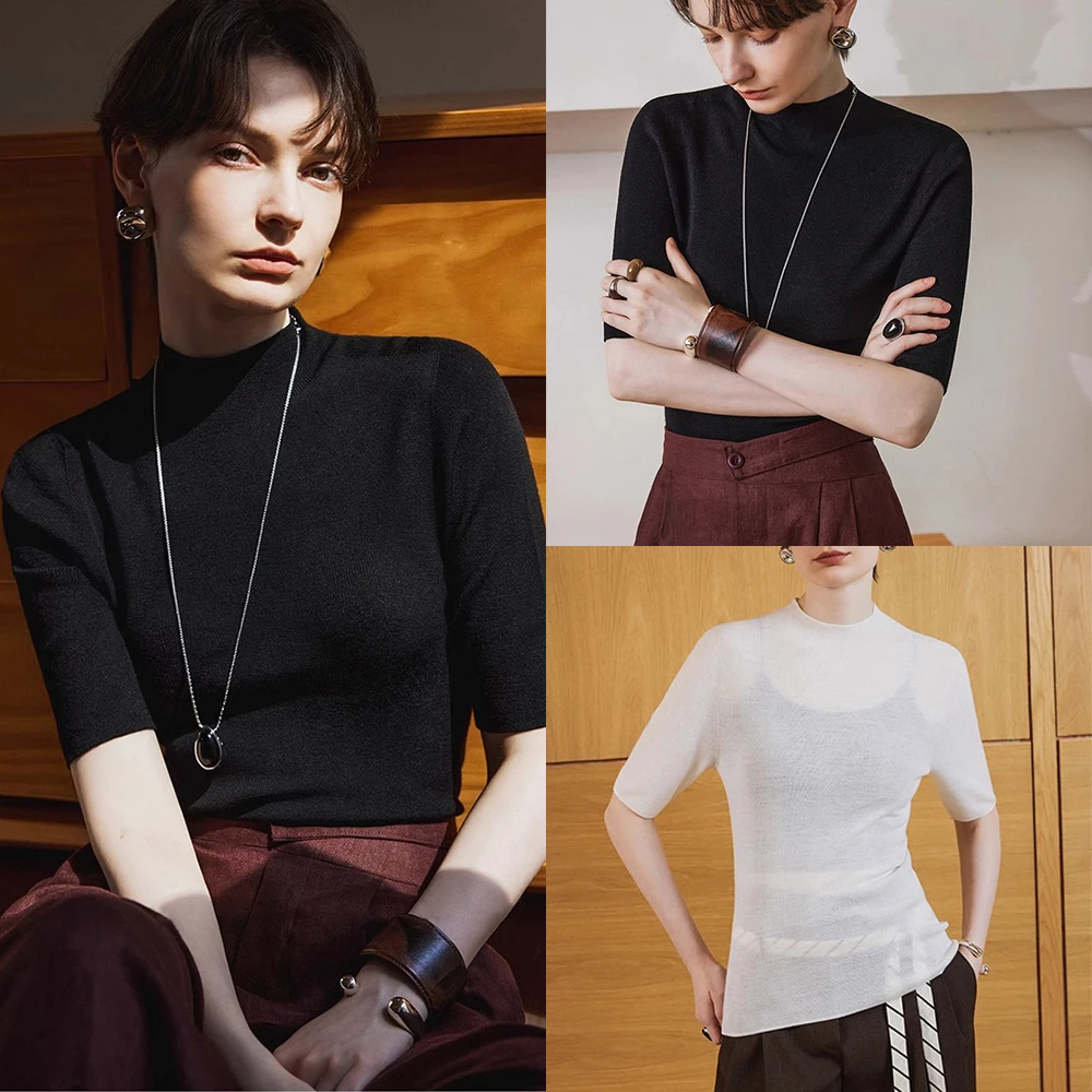 法式高级感简约百搭修身显瘦针织打底衫女春夏款内搭外穿套头上衣