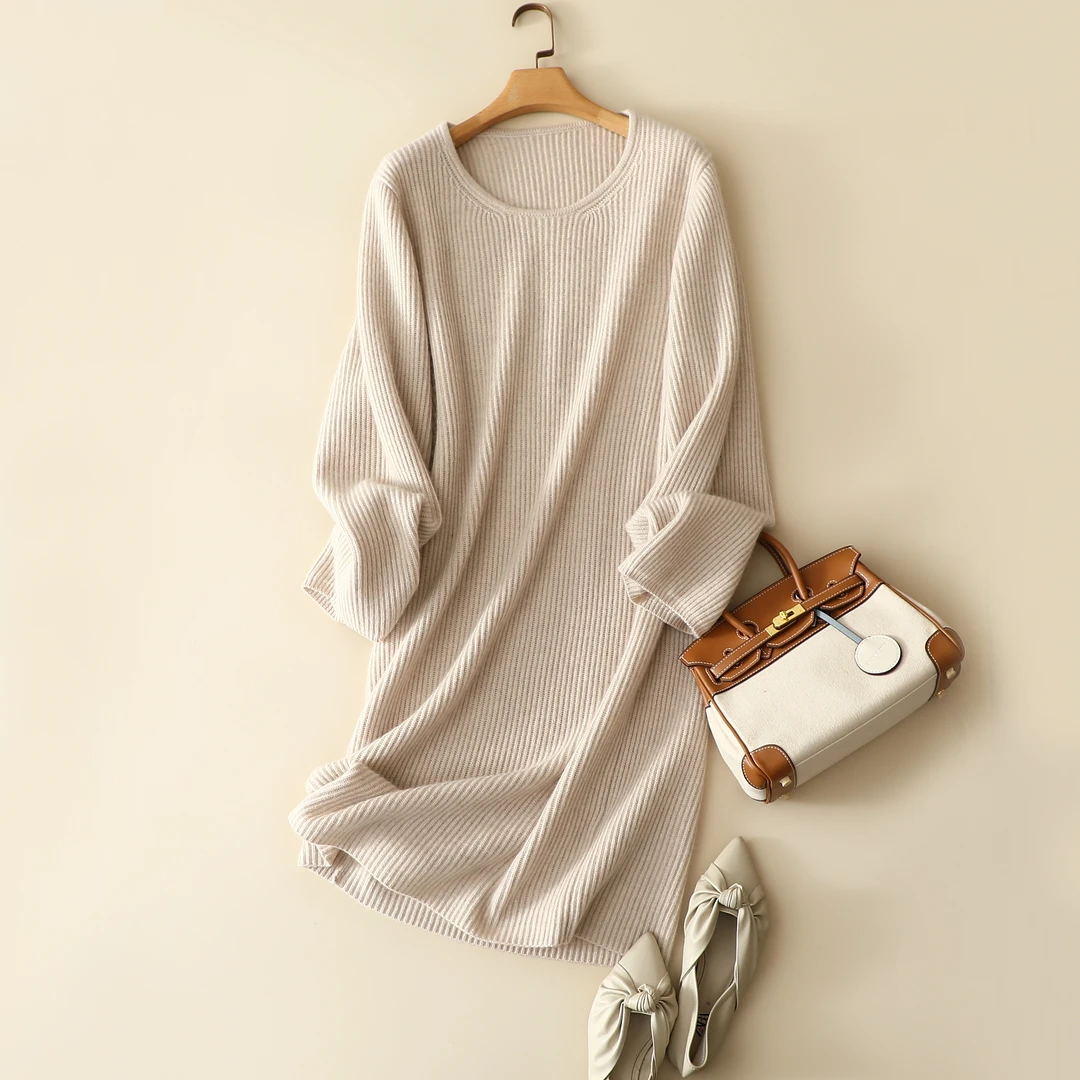 【阳光专属】藏里羊 羊绒衫中长款针织纯色羊绒连衣裙BC01302