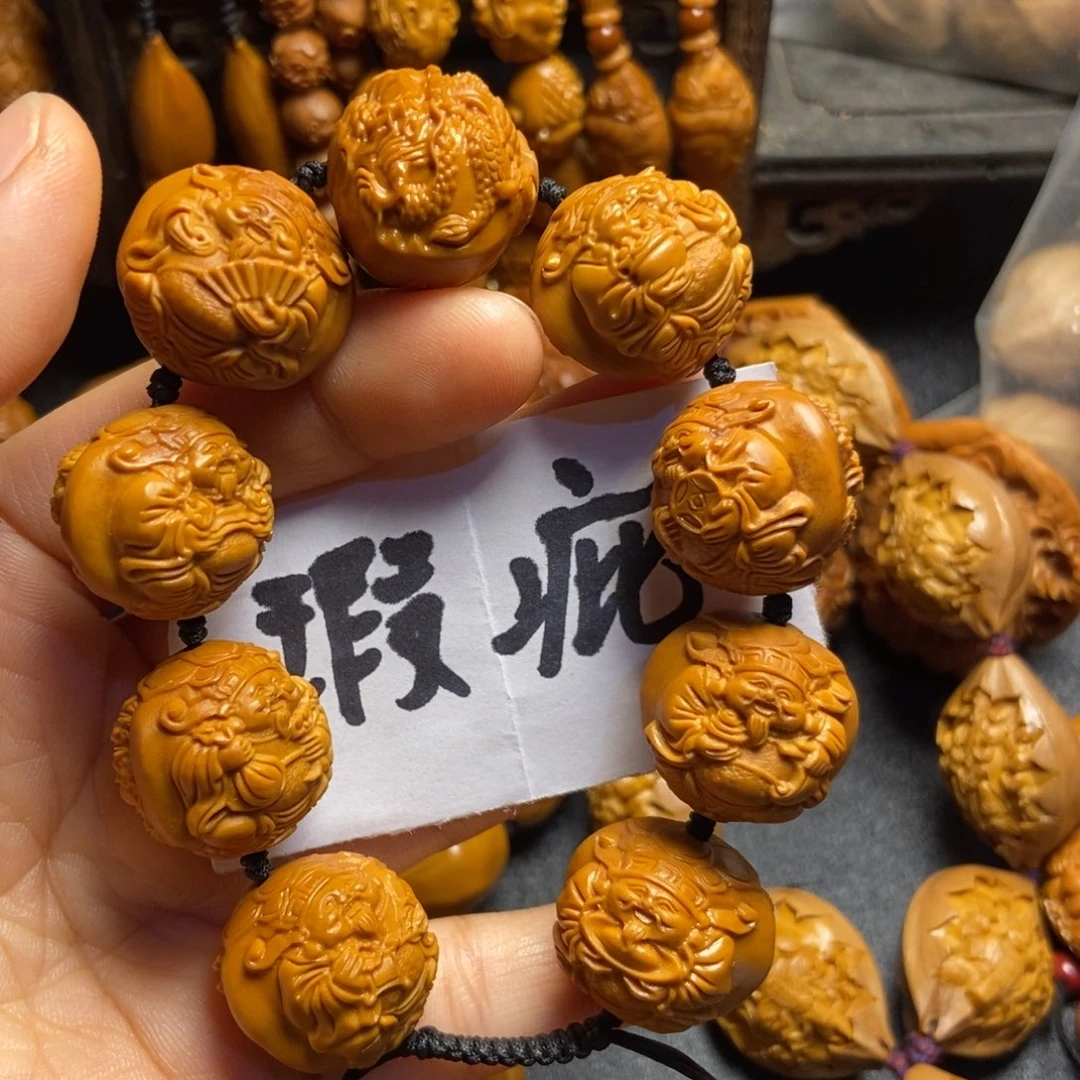 【闪购商品】手串/手链橄榄核雷*托九龙财神上色
