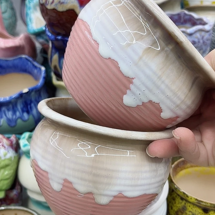 多肉绿植陶瓷花盆9.9包邮，有孔