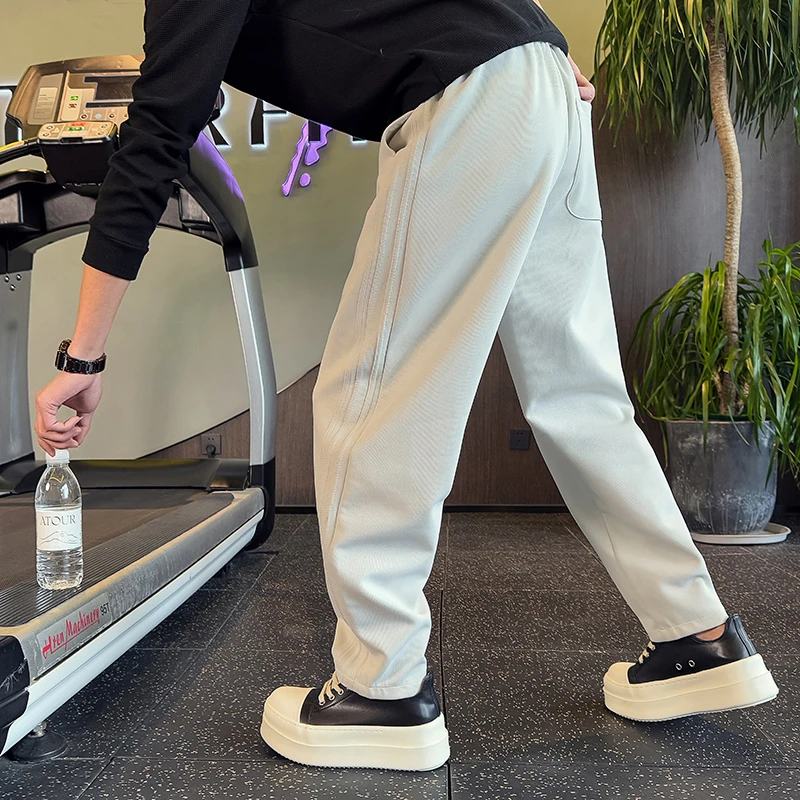 巴黎灰色卫裤男款潮牌高级感裤子春季新款爆款弯刀休闲长裤直筒裤