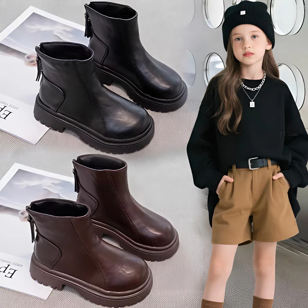 ABCyeef儿童时尚马丁靴2025秋冬新款男童女童靴子短靴英伦风加绒