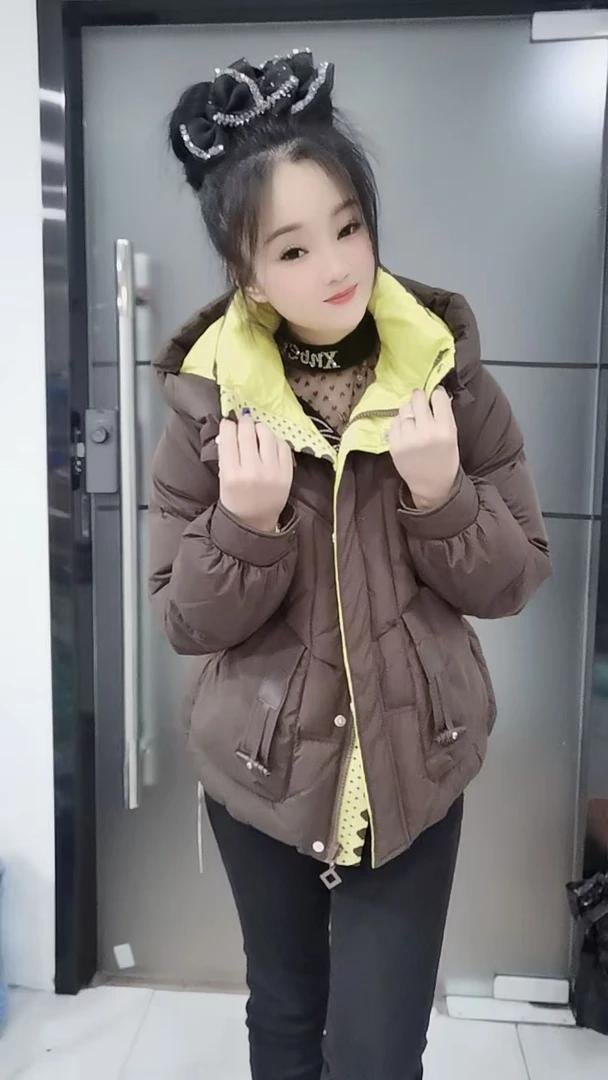 【婉婷服饰】73保暖羽绒服冬季短款女装时尚宽松休闲百搭连帽显瘦