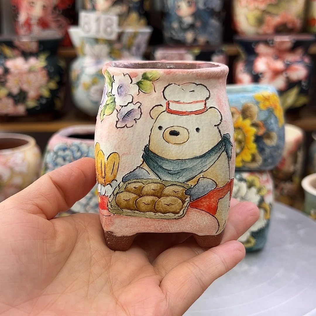 景德镇炫彩手绘口5高8.5