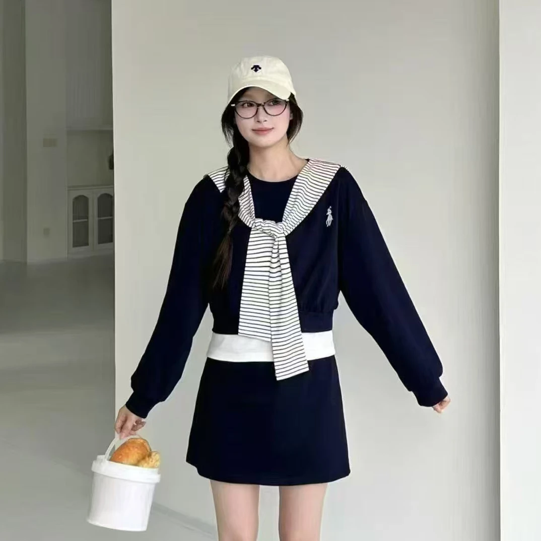 【海岛简爱】高级感运动减龄卫衣半身裙套装872