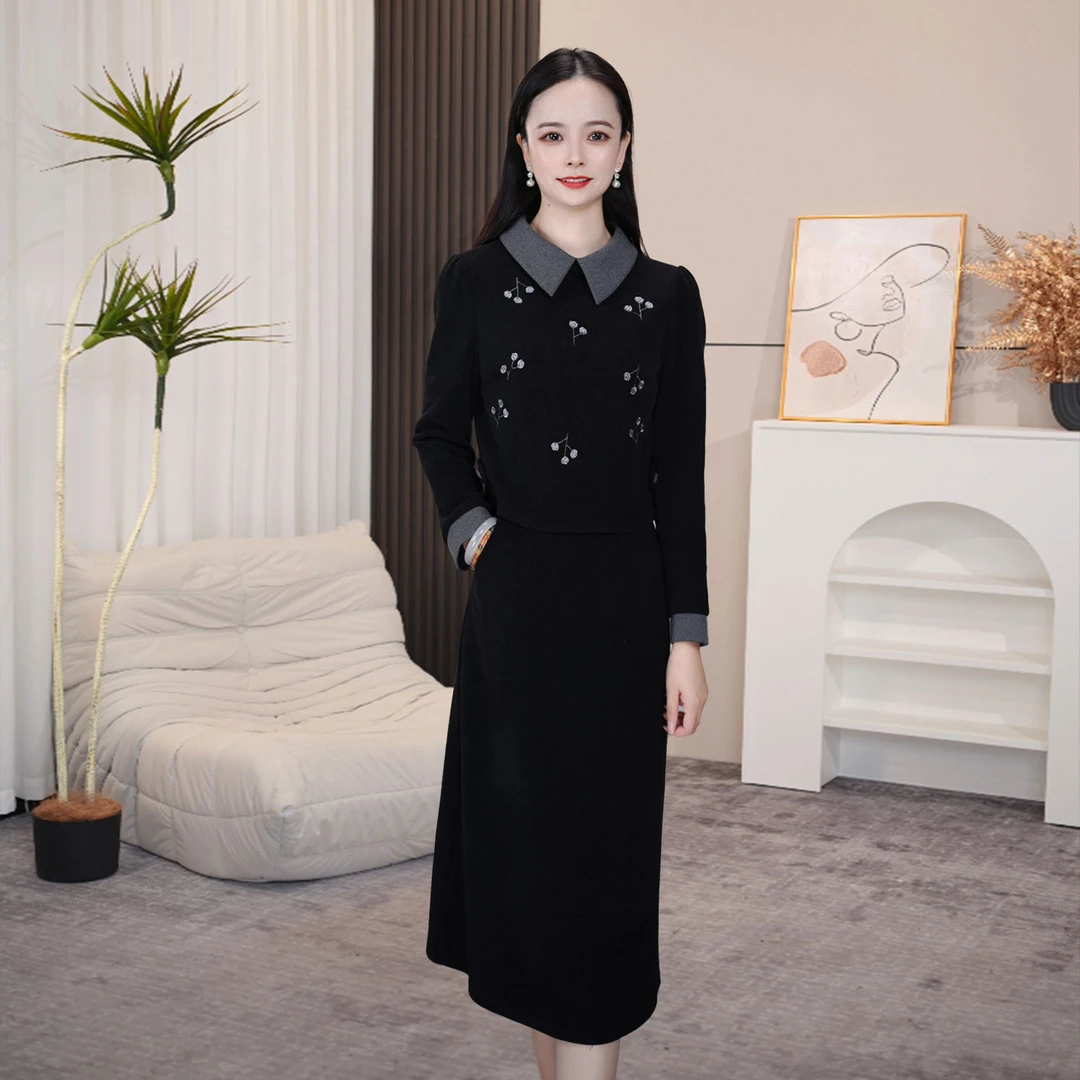 连衣裙裙子显瘦气质长袖时尚职业秋冬连衣裙裙子显瘦气质长袖时尚