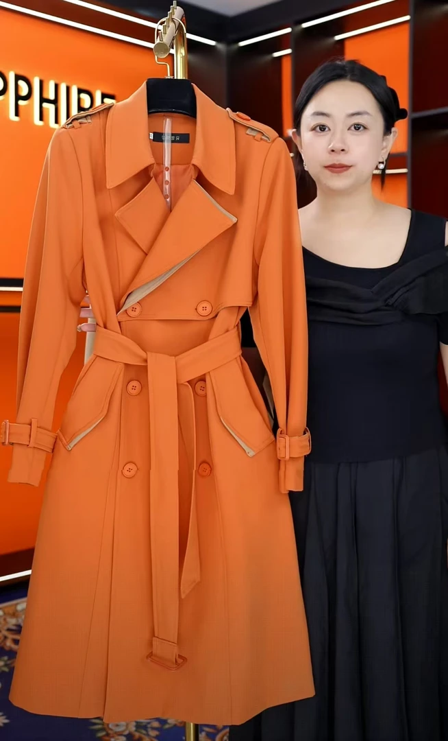 一凡欧洲站高级感中长款风衣女秋2025新款欧货加厚西装大牌外套DF