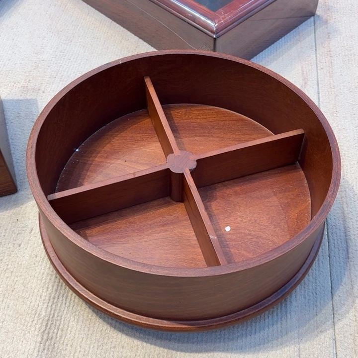 木花梨木旋转果盒不带盖