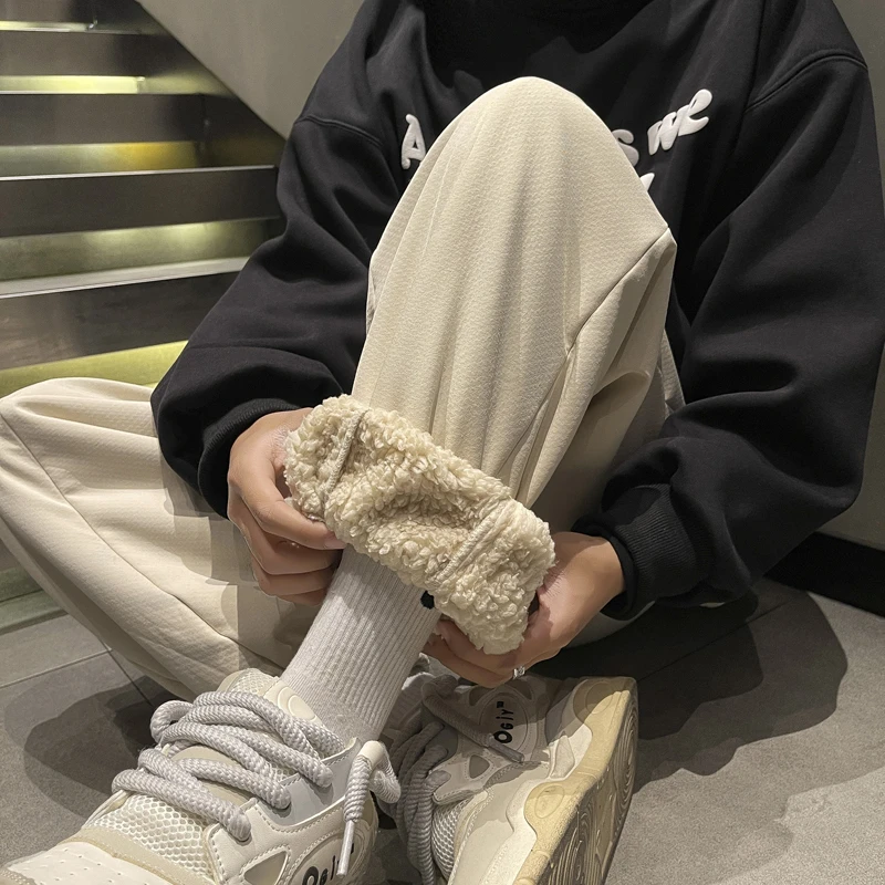 长裤休闲裤羊羔绒男士羊羔绒直筒裤运动外穿直筒保暖