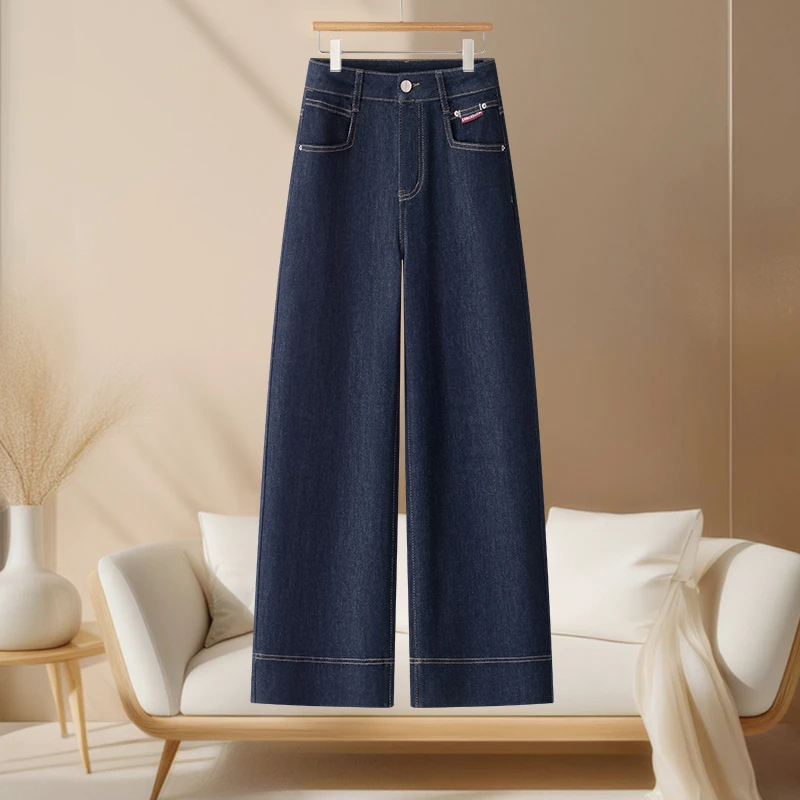 爆款丹尼蓝牛仔裤女夏季2025新款高腰显瘦宽松流行垂感休闲阔腿裤