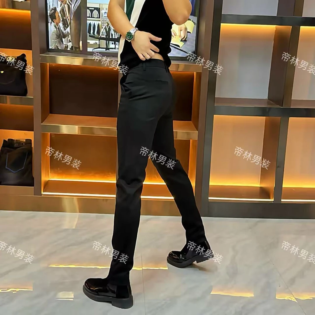 秋季新款修身百搭裤子男士时尚轻奢商务休闲裤-66129