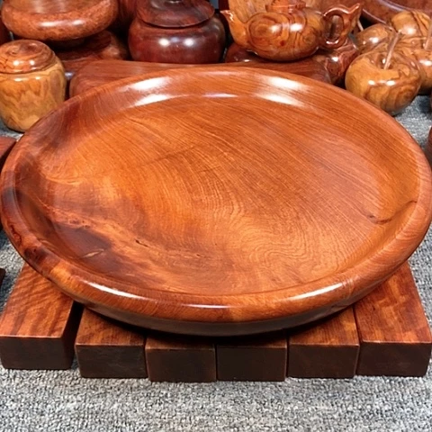 【闪购商品】木随**风缅甸花梨36公分盘子一个