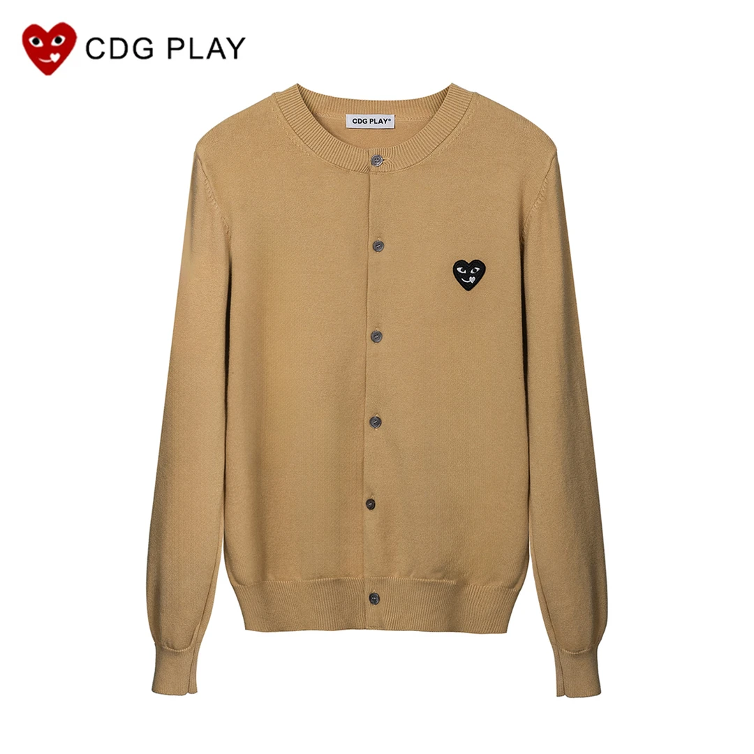 CDG PLAY爱心欧若假日风圆领针织开衫2025秋冬时尚长袖外套女春秋