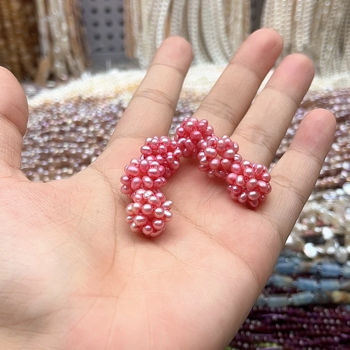 未镶嵌玛瑙/玉髓珠宝半成品3个珍珠花球随机发