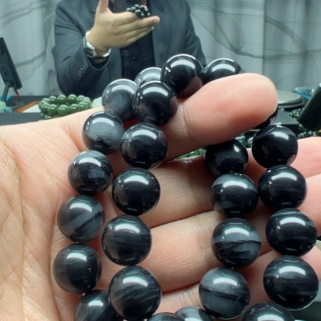 【闪购商品】未镶嵌手链和田玉卡14聚墨青花纯天蓝