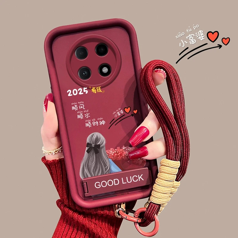 适用【oppoA2pro】顺风顺水小富婆新年支架手机壳创意防摔网红女款