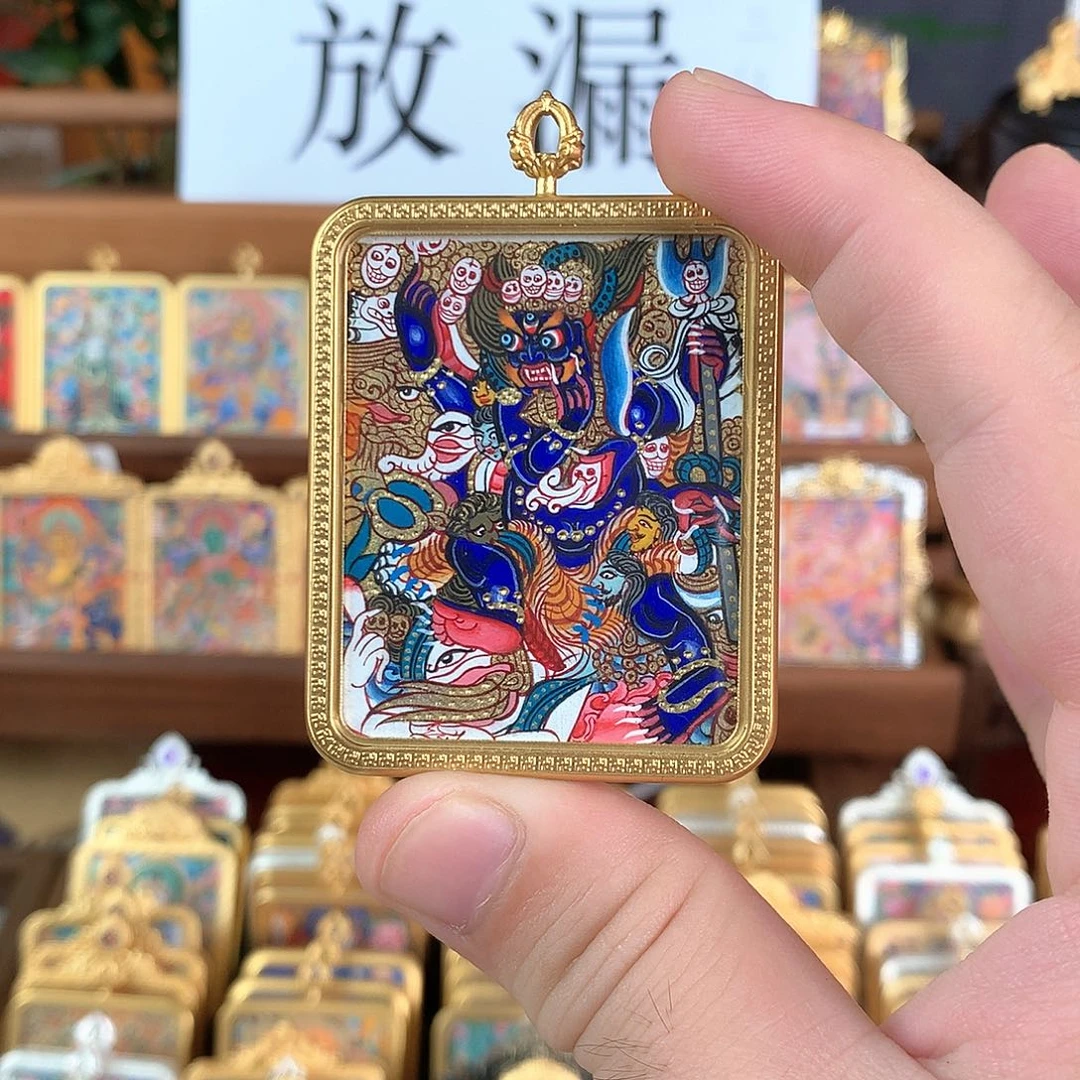 吊坠黑财神热贡纯手绘唐卡