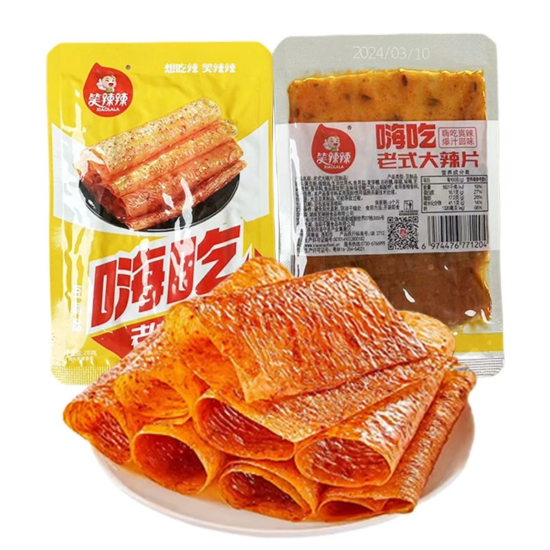 笑辣辣嗨吃老式大辣片手撕网红即食麻辣条豆皮怀旧辣片休闲零食