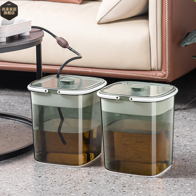 茶桶茶渣桶垃圾分离过滤排水桶家用手提式垃圾桶高颜值透明茶水桶