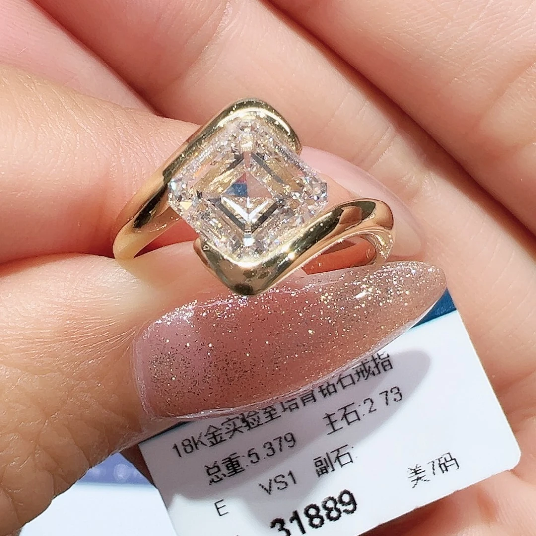 18K金镶嵌实验室培育钻石2.73ct14-15