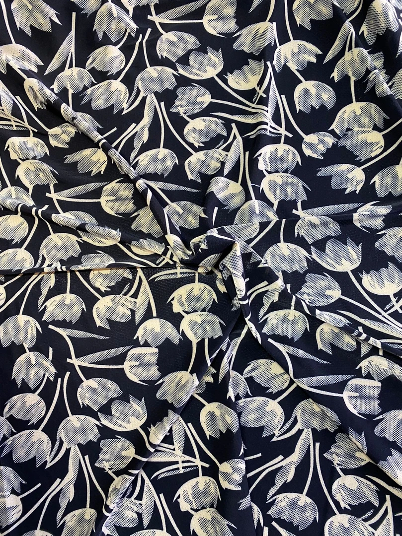 夏季新款高品质针织凉感冰麻面料柔软顺垂四面弹郁金香花Q1110