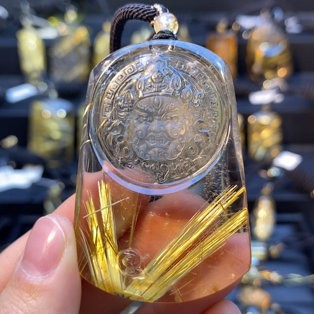 水晶颈饰未镶嵌天然水晶钛晶黄财神