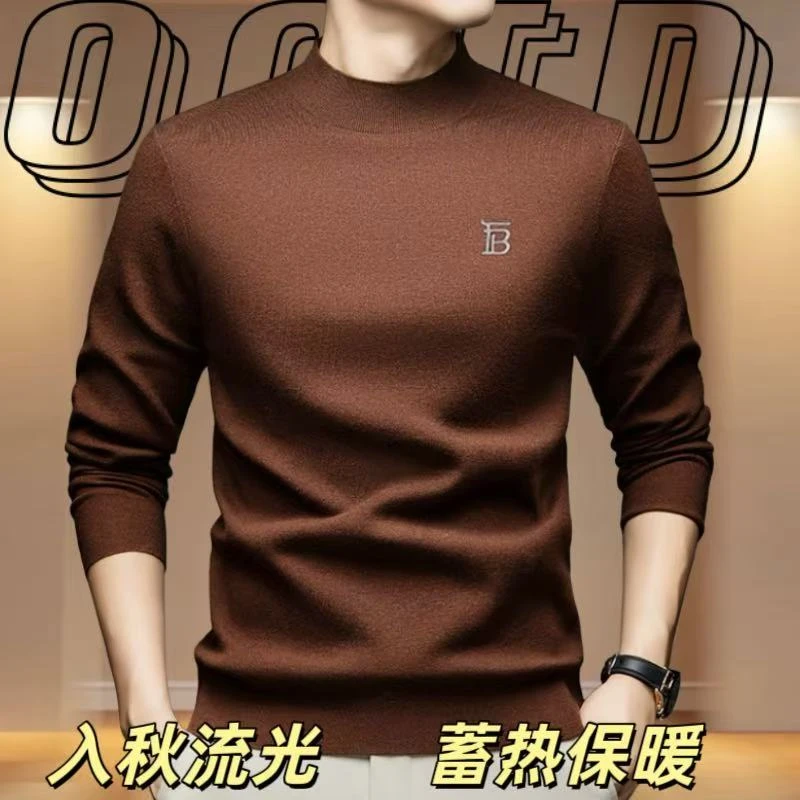 【欧洲英伦风】保暖春秋流光蓄热针织绵羊毛高档时尚半高领羊毛衫男