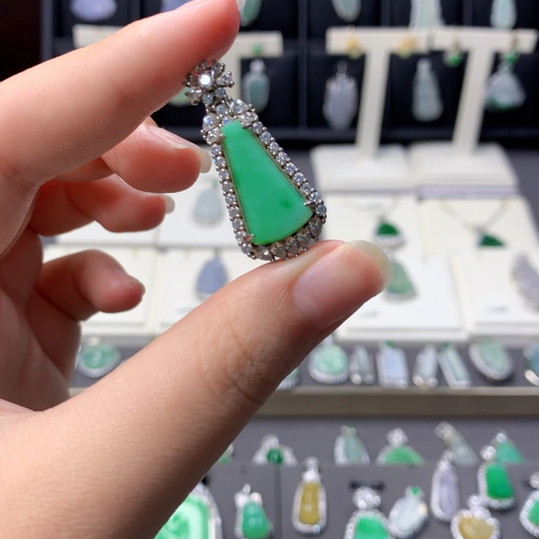 翡翠银S925镶嵌挂件